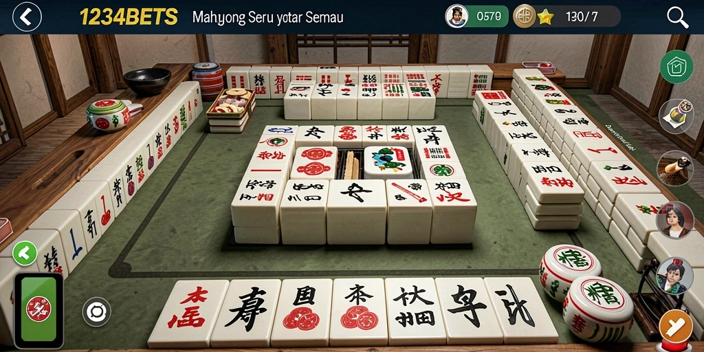 Tampilan gameplay Mahjong menarik di 1234BETS.