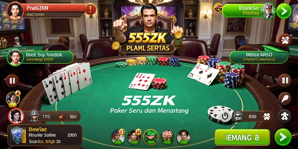 Gameplay seru di 555ZK saat bermain Poker dengan teman.
