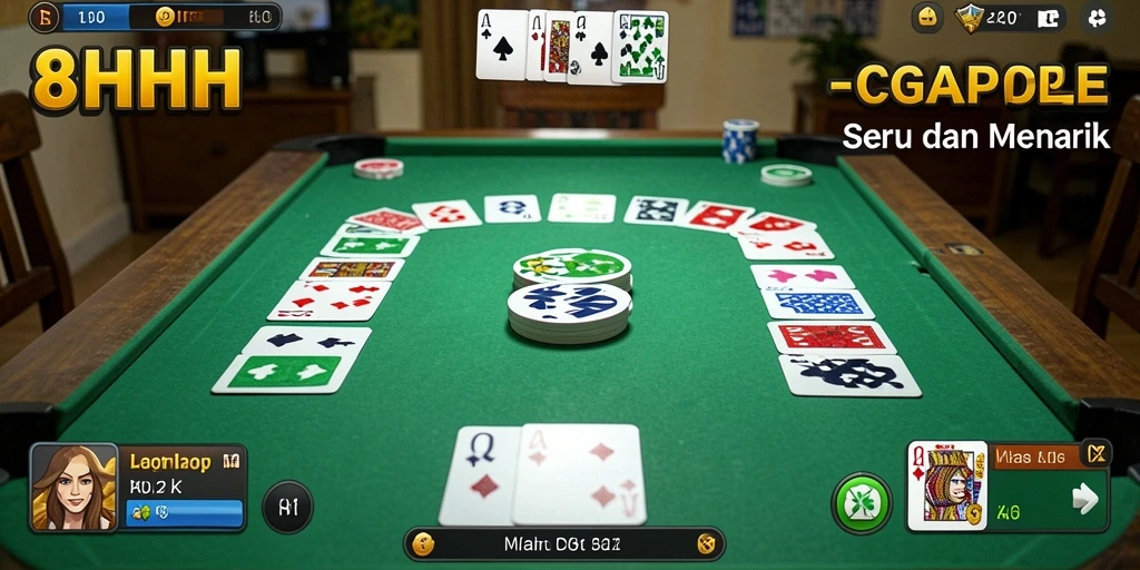 Tampilan gameplay Gaple yang seru dan interaktif di 8HHH.