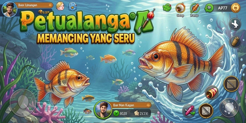 Tampilan gameplay seru saat memancing di API77.
