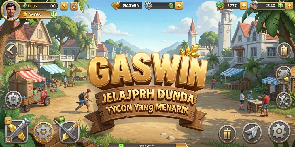 Screenshot utama GASWIN menampilkan pengalaman seru dalam membangun bisnis Tycoon.