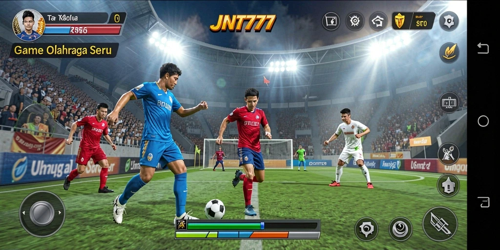 Tampilan utama gameplay JNT777 dengan aksi olahraga yang seru.