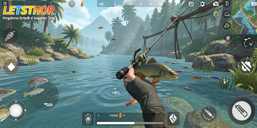 Tangkapan ikan dalam gameplay LETSTHOR yang menakjubkan.