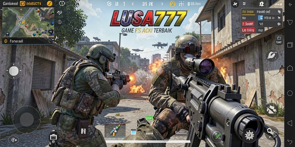 Tampilan gameplay epik LUSA777 dengan aksi tembak-menembak yang intens.