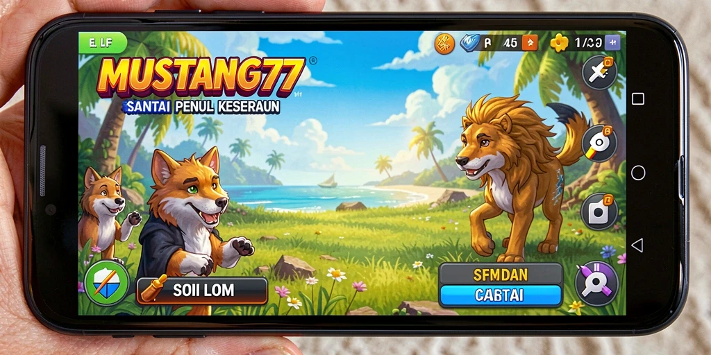 Tampilan gameplay seru dan penuh warna dari MUSTANG77.
