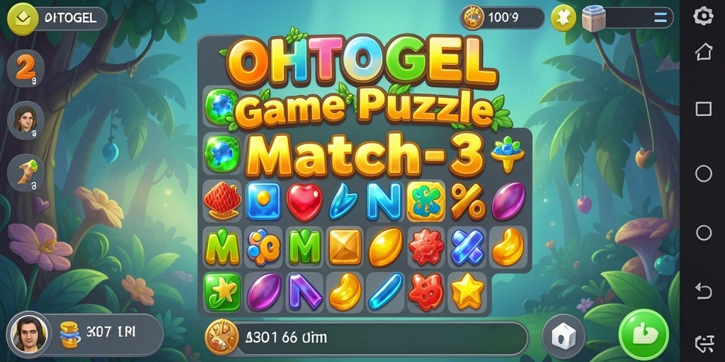 Screenshot OHTOGEL menampilkan gameplay Match-3 yang seru.