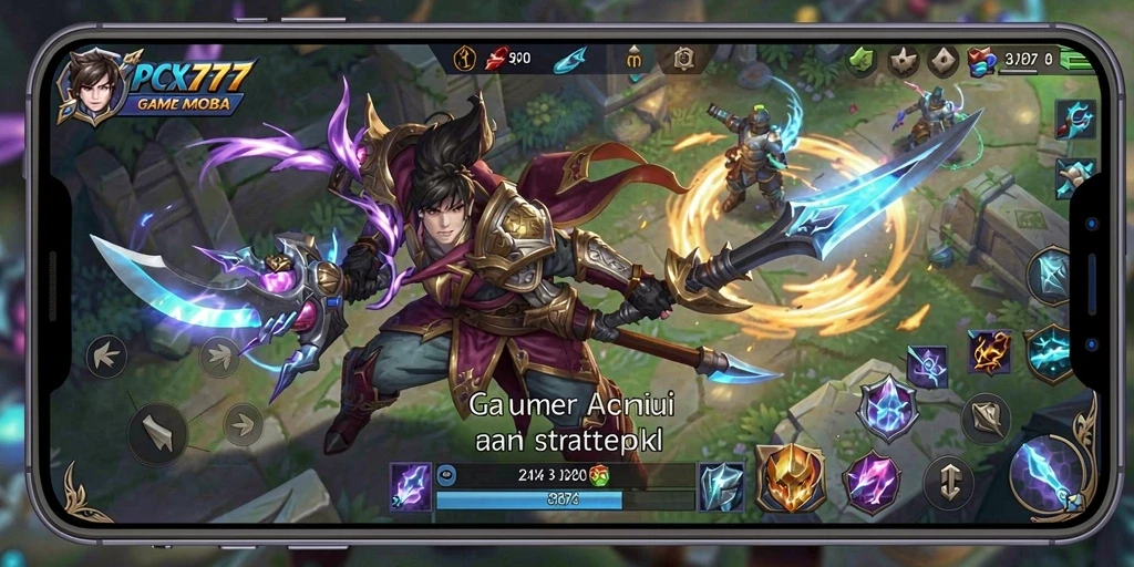 Screenshot gameplay seru di PCX777 dengan aksi MOBA yang intens.