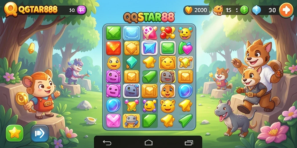 Screenshot menunjukkan gameplay menarik QQSTAR88 dengan fitur Match-3.