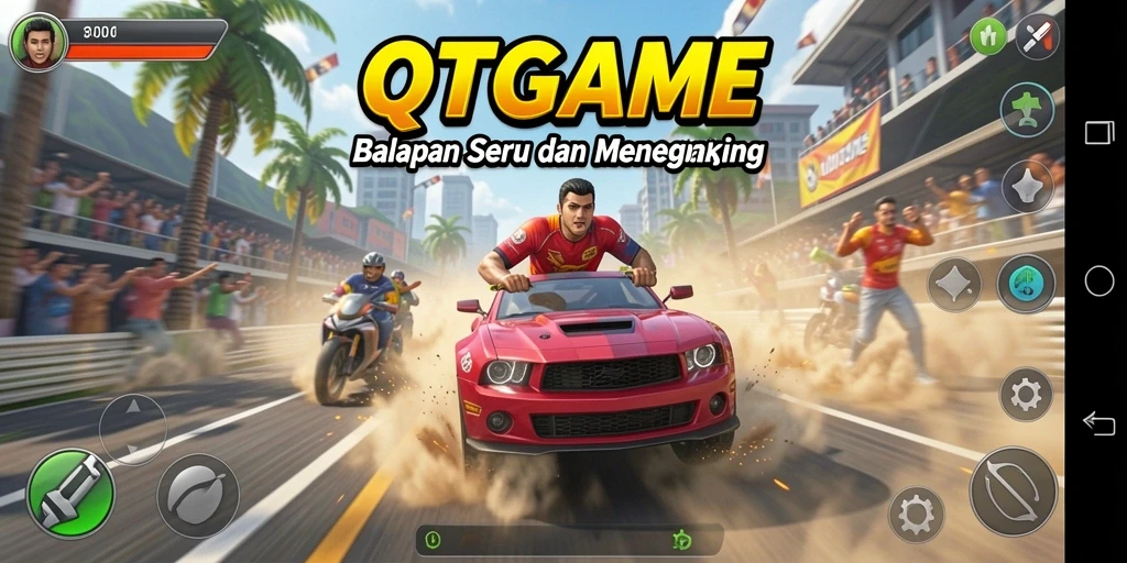 Tampilan gameplay Racing QTGAME yang mendebarkan dan penuh aksi.