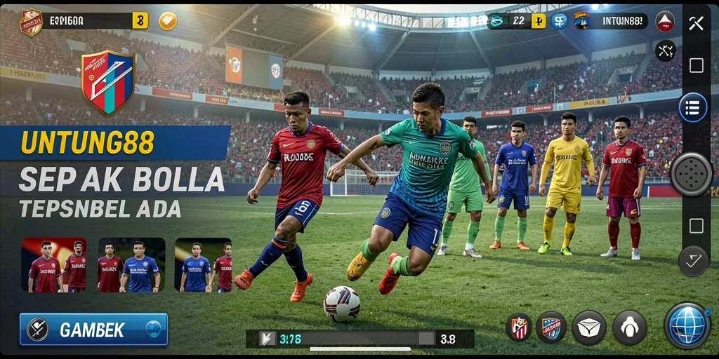 Tangkapan layar utama UNTUNG88 menampilkan aksi seru permainan sepak bola.
